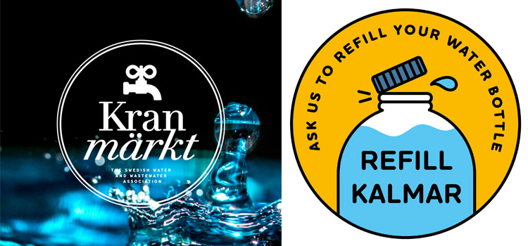 Logotyper för Kranmärkt och Kalmar Refill.
